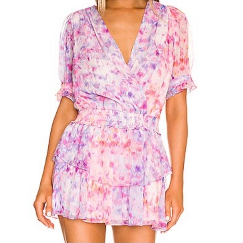 Amanda Uprichard Adriel Cotton Candy
Tiered Ruffle Smocked Mini Dress